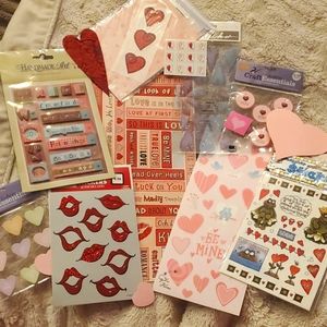 Valentines Day Sticker Scrapbooking Bundle Embellishments Stickers Hearts